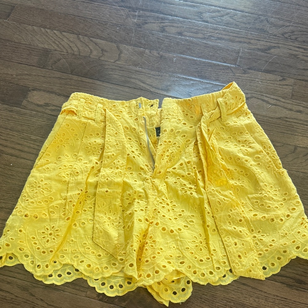 7 for all Mankind Yellow Eyelet Lace Shorts